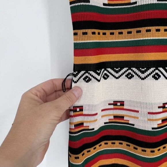 Vintage Women's Knit Bird Aztec Striped Southwestern Top‎ Multi-Color Large vest - Picture 5 of 8